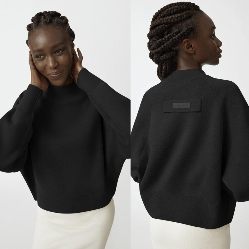 NWT Canada Goose Women's Holton Mockneck Sweater In Black Merino Wool Sz XS